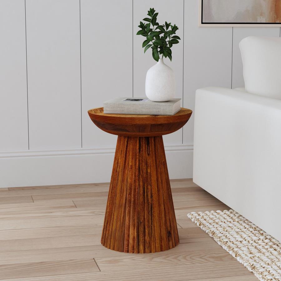 Home & Sleep Outlet - Aureo Round Solid Wood Accent Side Table Wild Honey