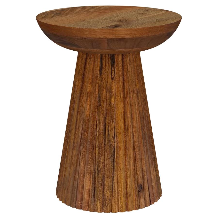 Home & Sleep Outlet - Aureo Round Solid Wood Accent Side Table Wild Honey
