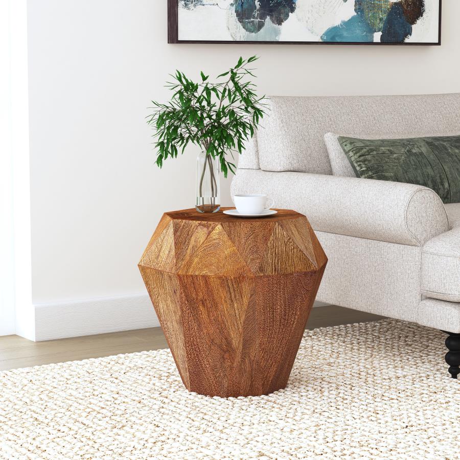 Home & Sleep Outlet - Jacinto Octagonal Solid Mango Wood Side Table Natural Brown