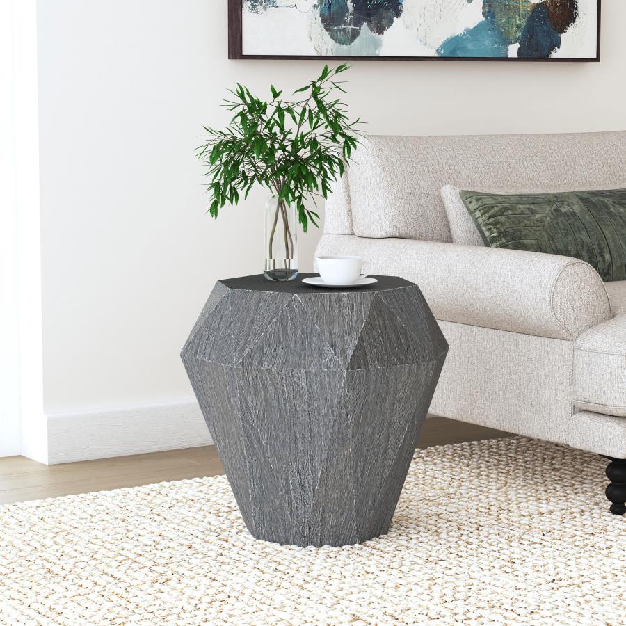 Home & Sleep Outlet - Jacinto Octagonal Solid Mango Wood Side Table Grey