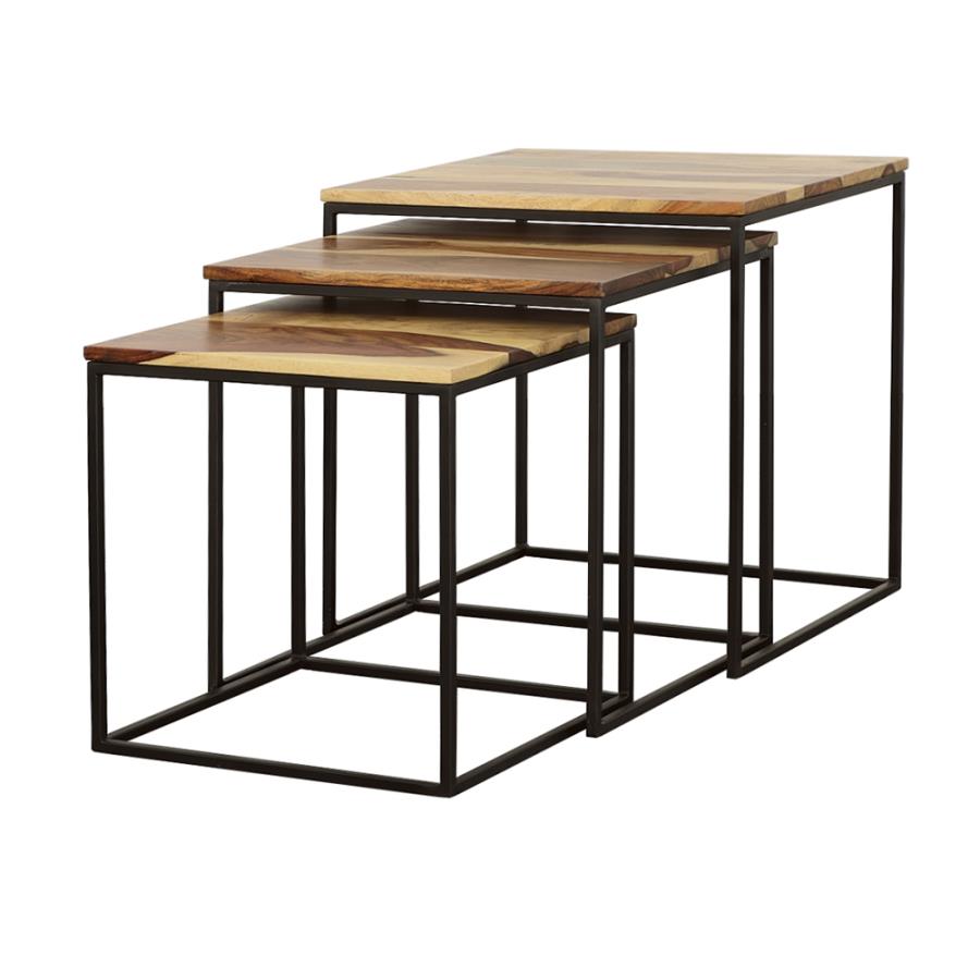 Home & Sleep Outlet - Belcourt 3-piece Square Nesting Tables Natural and Black