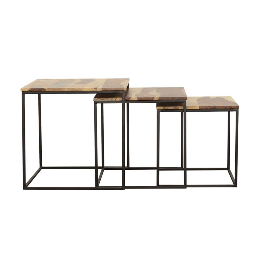 Home & Sleep Outlet - Belcourt 3-piece Square Nesting Tables Natural and Black