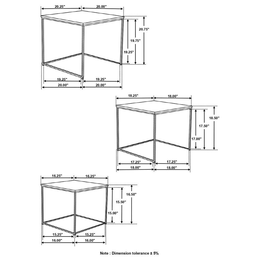 Home & Sleep Outlet - Belcourt 3-piece Square Nesting Tables Natural and Black