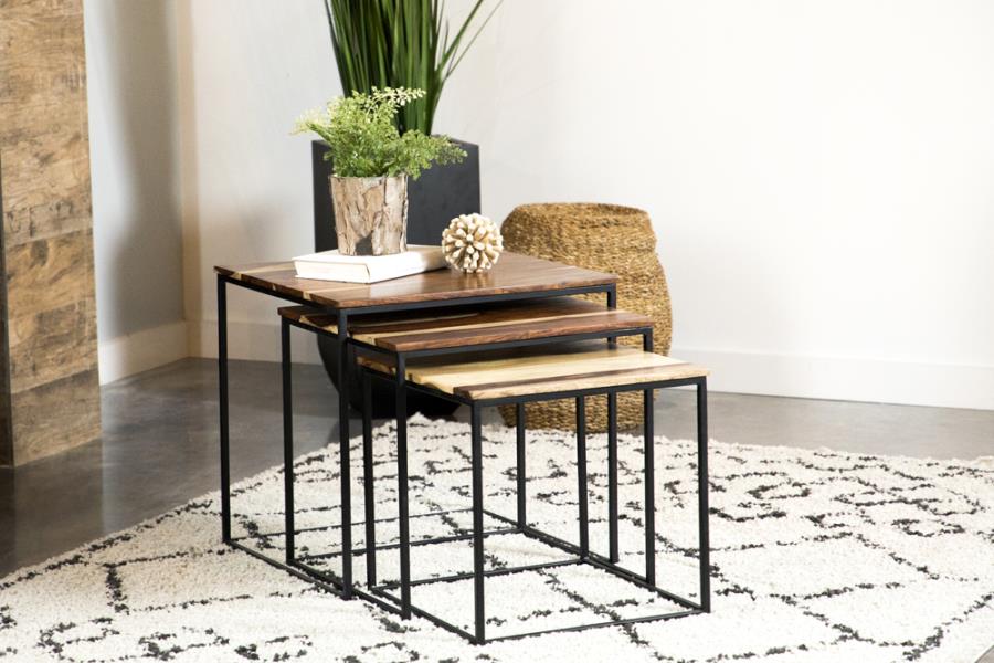 Home & Sleep Outlet - Belcourt 3-piece Square Nesting Tables Natural and Black