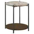 Home & Sleep Outlet - Noemie Round Marble Top Accent Side Table White and Gunmetal