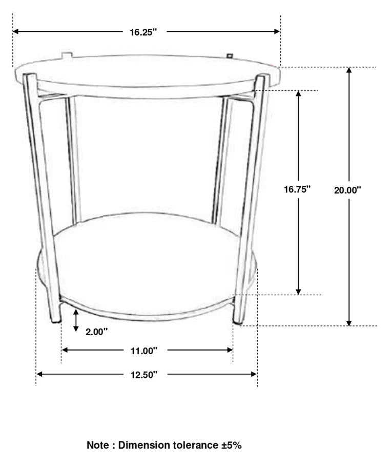Home & Sleep Outlet - Noemie Round Marble Top Accent Side Table White and Gunmetal