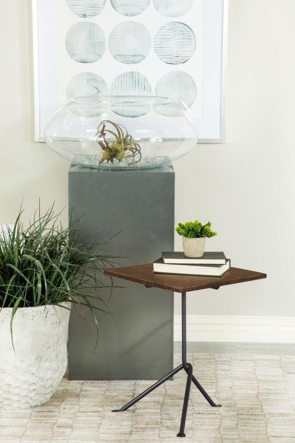 Home & Sleep Outlet - Heitor Square Wood Top Accent Side Table Dark Brown