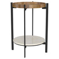 Home & Sleep Outlet - Adhvik Round End Side Table Marble Shelf Natural and Black