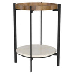 Home & Sleep Outlet - Adhvik Round End Side Table Marble Shelf Natural and Black