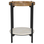 Home & Sleep Outlet - Adhvik Round End Side Table Marble Shelf Natural and Black