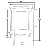 Adhvik Round End Side Table Marble Shelf Natural and Black