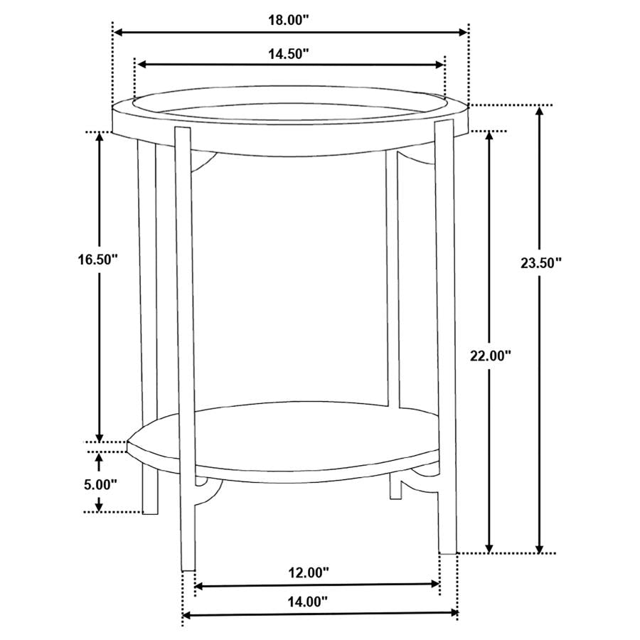 Home & Sleep Outlet - Adhvik Round End Side Table Marble Shelf Natural and Black