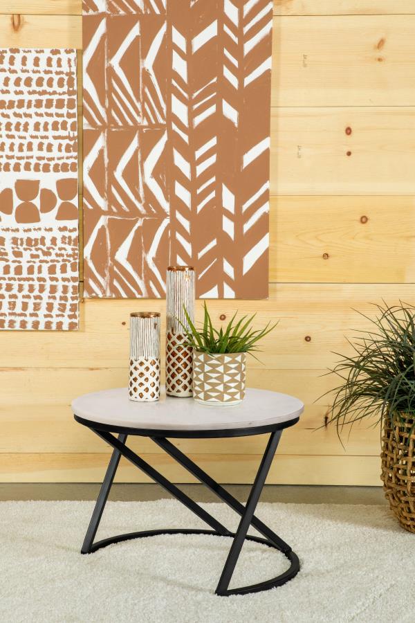 Home & Sleep Outlet - Miguel Round Marble Top Coffee Table White and Black