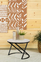 Home & Sleep Outlet - Miguel Round Marble Top Coffee Table White and Black