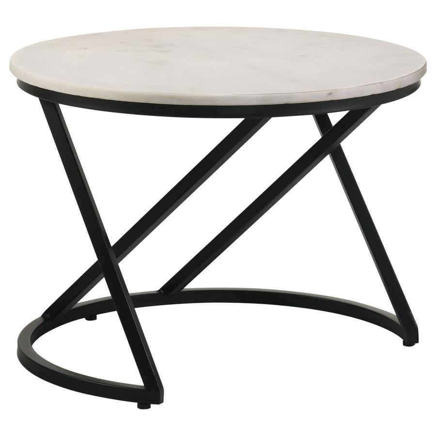 Home & Sleep Outlet - Miguel Round Marble Top Coffee Table White and Black