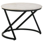 Home & Sleep Outlet - Miguel Round Marble Top Coffee Table White and Black