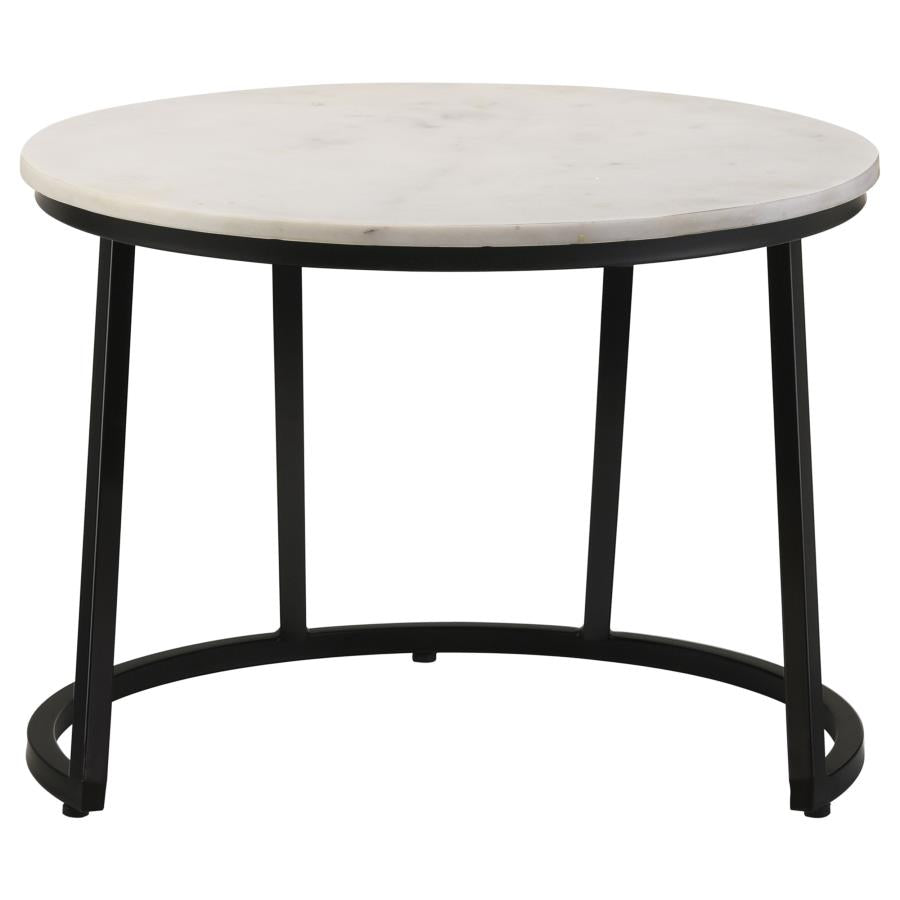 Home & Sleep Outlet - Miguel Round Marble Top Coffee Table White and Black
