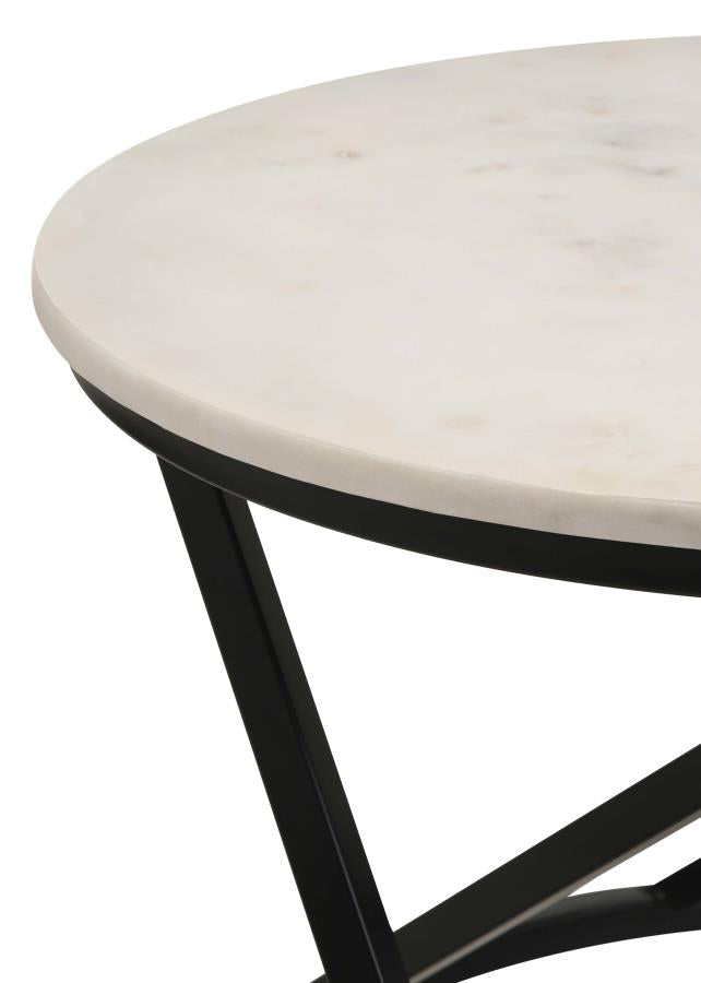 Home & Sleep Outlet - Miguel Round Marble Top Coffee Table White and Black