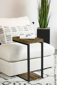 Beck Engineered Wood C-Shape Sofa Side Table Antique Nutmeg