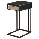 Amherst 1-drawer Radio Weave Cane Metal Side Table Black