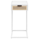Amherst 1-drawer Radio Weave Cane Metal Side Table White