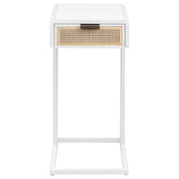 Amherst 1-drawer Radio Weave Cane Metal Side Table White