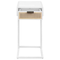 Amherst 1-drawer Radio Weave Cane Metal Side Table White