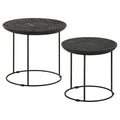 Home & Sleep Outlet - Loannis 2-piece Round Mango Wood Nesting Table Matte Black
