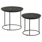 Home & Sleep Outlet - Loannis 2-piece Round Mango Wood Nesting Table Matte Black