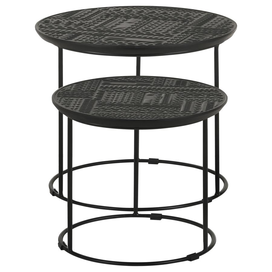 Home & Sleep Outlet - Loannis 2-piece Round Mango Wood Nesting Table Matte Black