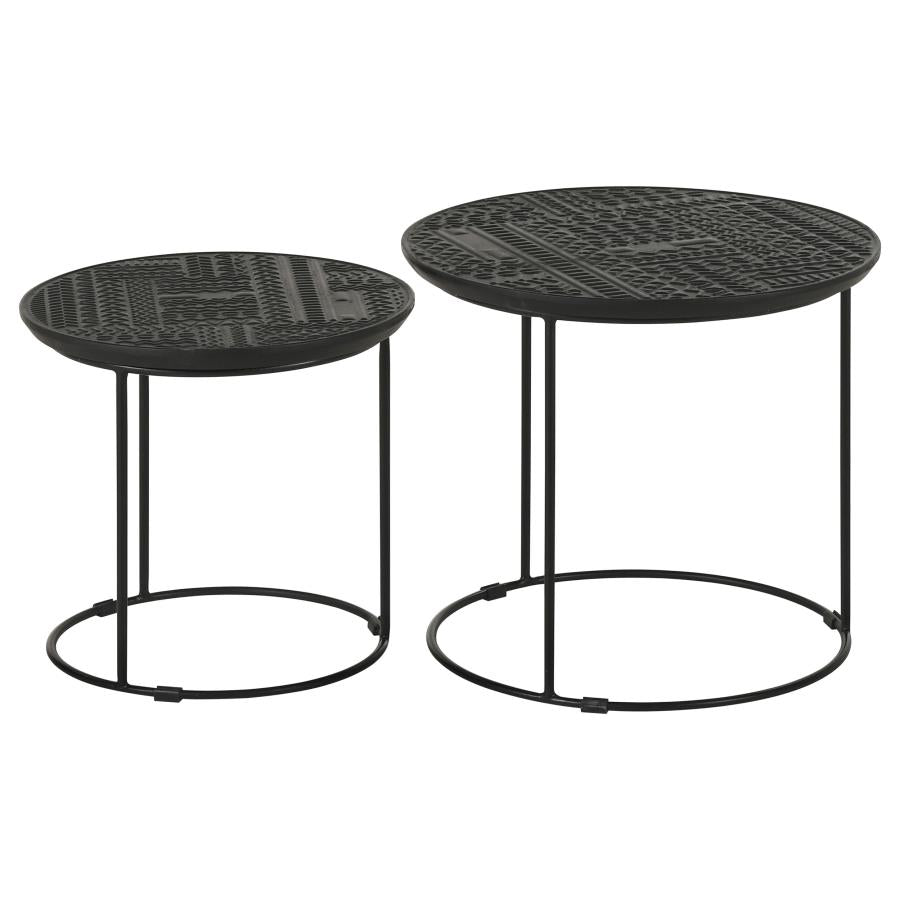 Home & Sleep Outlet - Loannis 2-piece Round Mango Wood Nesting Table Matte Black