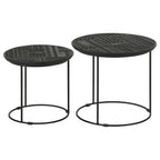 Home & Sleep Outlet - Loannis 2-piece Round Mango Wood Nesting Table Matte Black