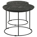 Home & Sleep Outlet - Loannis 2-piece Round Mango Wood Nesting Table Matte Black