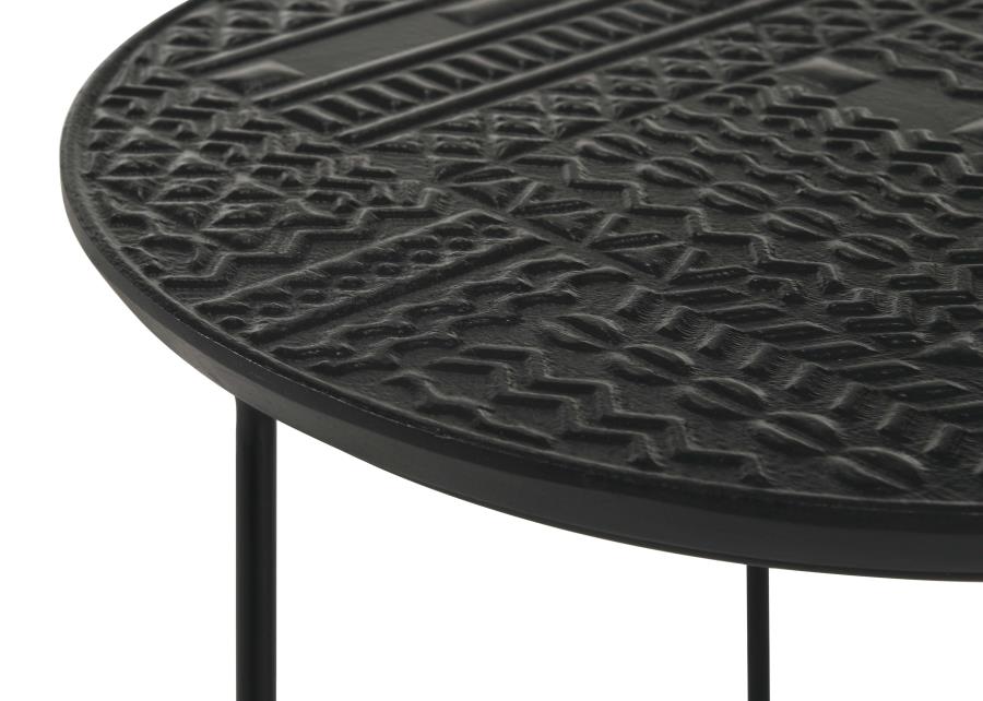 Home & Sleep Outlet - Loannis 2-piece Round Mango Wood Nesting Table Matte Black