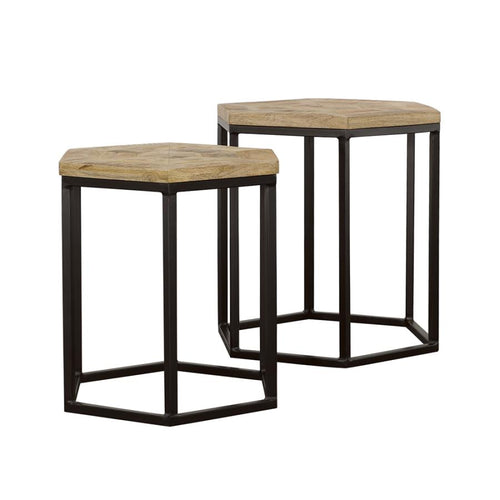 Home & Sleep Outlet - Adger 2-piece Hexagonal Nesting Tables Natural and Black