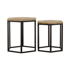 Home & Sleep Outlet - Adger 2-piece Hexagonal Nesting Tables Natural and Black