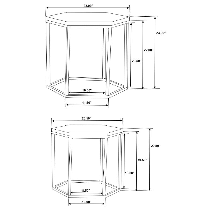 Home & Sleep Outlet - Adger 2-piece Hexagonal Nesting Tables Natural and Black