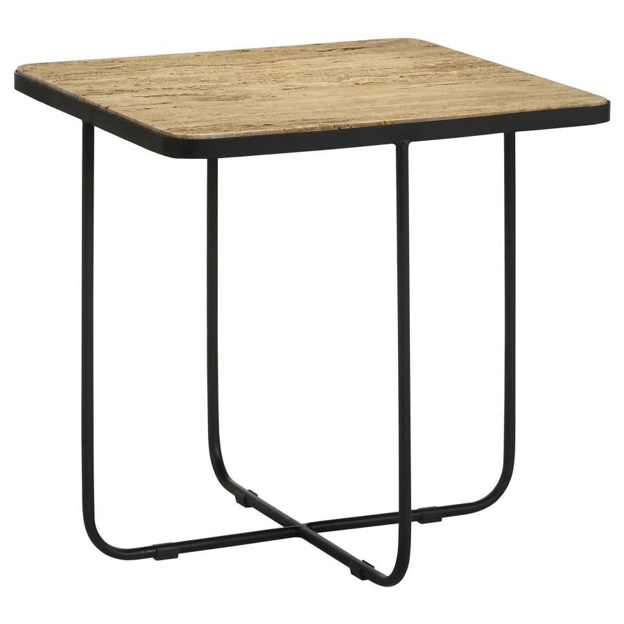 Home & Sleep Outlet - Elyna Square Stone Top Accent Side Table Beige