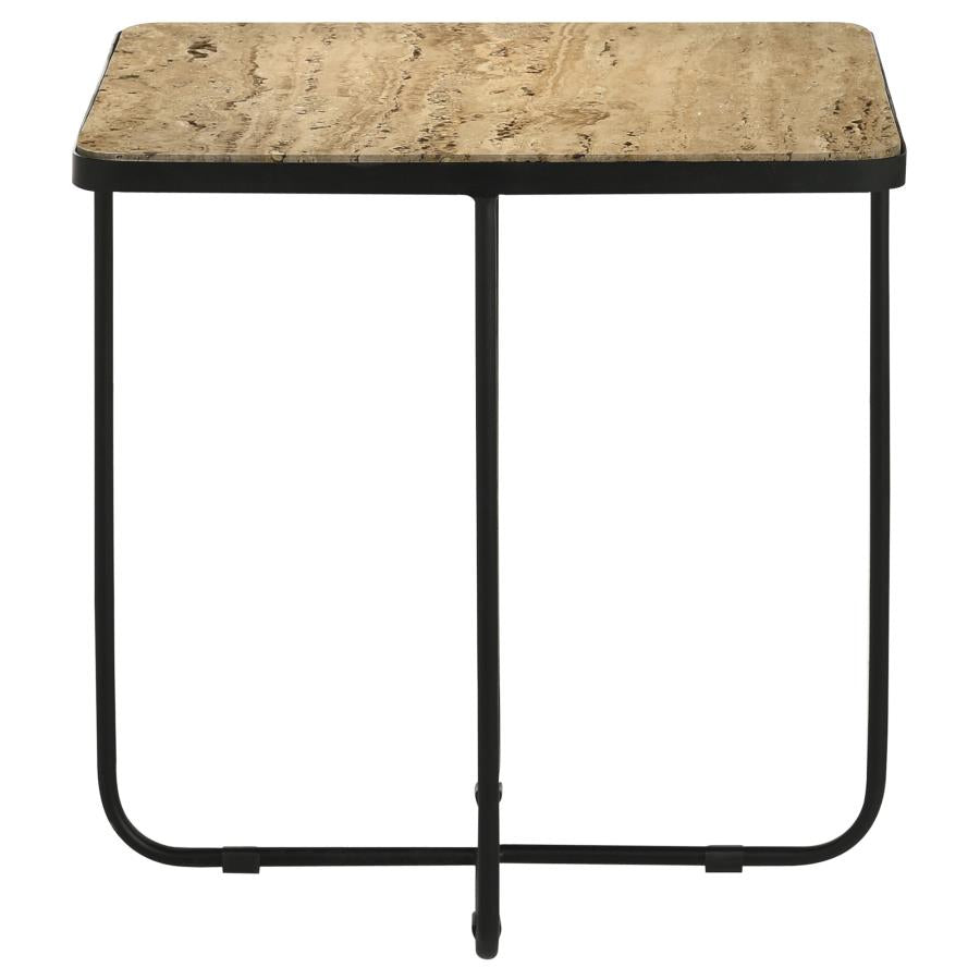 Home & Sleep Outlet - Elyna Square Stone Top Accent Side Table Beige