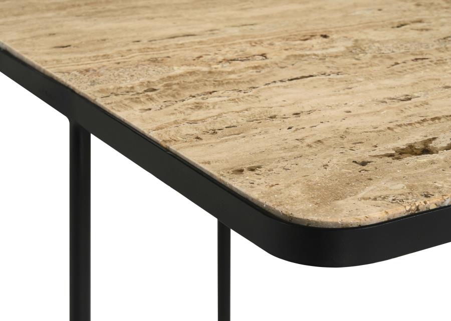 Home & Sleep Outlet - Elyna Square Stone Top Accent Side Table Beige