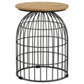 Home & Sleep Outlet - Bernardo Round Wire Frame Side Table Natural and Gunmetal
