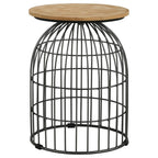 Home & Sleep Outlet - Bernardo Round Wire Frame Side Table Natural and Gunmetal