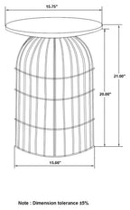 Home & Sleep Outlet - Bernardo Round Wire Frame Side Table Natural and Gunmetal