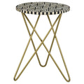 Home & Sleep Outlet - Xenia Round Bone Inlay Accent Side Table White and Gold