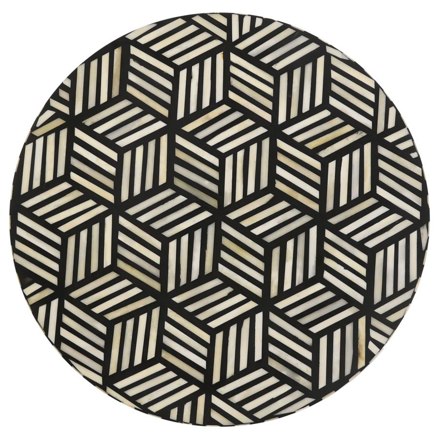 Home & Sleep Outlet - Xenia Round Bone Inlay Accent Side Table White and Gold