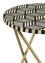 Home & Sleep Outlet - Xenia Round Bone Inlay Accent Side Table White and Gold
