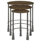 Home & Sleep Outlet - Deja 3-piece Round Nesting Table Set Natural and Gunmetal