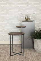 Home & Sleep Outlet - Yael Round Mango Wood Accent Side Table Natural and Gunmetal