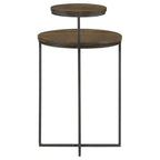Home & Sleep Outlet - Yael Round Mango Wood Accent Side Table Natural and Gunmetal