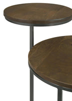 Home & Sleep Outlet - Yael Round Mango Wood Accent Side Table Natural and Gunmetal